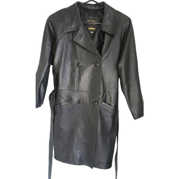AUS-MOUTON AUSTRALIA Jackets & Blazers - AUS-MOUTON AUSTRALIA - vintage double breasted leather coat - size med